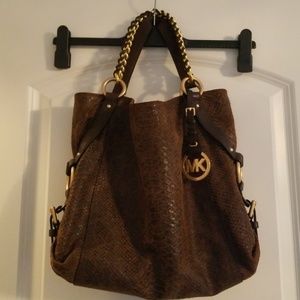 Michael kors snakeskin print brown bag